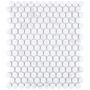 Carrione Penny Matte Carrara 9-3/4" x 11-1/2" Porcelain Mosaic Tile- Per Case of 10 - 8.60 Sq. Ft.