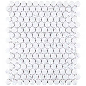 Carrione Penny Matte Carrara 9-3/4" x 11-1/2" Porcelain Mosaic Tile- Per Case of 10 - 8.60 Sq. Ft.