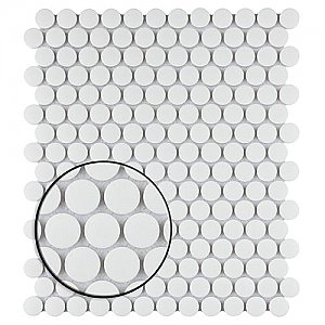 Gotham Penny Round Unglazed Porcelain Tile - Off-White - Per Case of 10 Sheets - 7.97 Square Feet