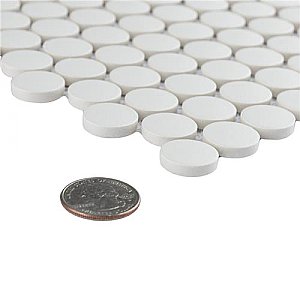 Gotham Penny Round Unglazed Porcelain Tile - Off-White - Per Case of 10 Sheets - 7.97 Square Feet