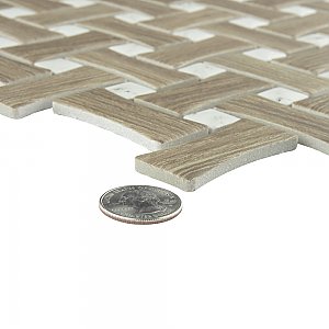 Llama Dog Bone Basketweave Noce/Calacatta Dot 10 in. x 10 in. Porcelain Mosaic Tile - 10 Tiles Per Case - 7.1 Square Feet