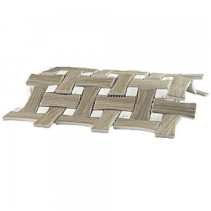 Llama Dog Bone Basketweave Noce/Calacatta Dot 10 in. x 10 in. Porcelain Mosaic Tile - 10 Tiles Per Case - 7.1 Square Feet
