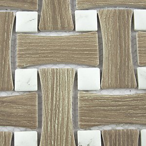 Llama Dog Bone Basketweave Noce/Calacatta Dot 10 in. x 10 in. Porcelain Mosaic Tile - 10 Tiles Per Case - 7.1 Square Feet