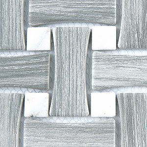 Llama Dog Bone Basketweave Silver Smoke/Calacatta Dot 10 in. x 10 in. Porcelain Mosaic Tile - 10 Tiles Per Case - 7.1 Square Feet