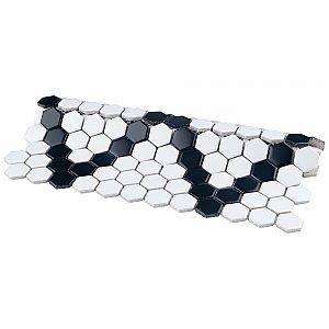 Metro 1" Hex M White w/M Black Diamond 10-1/4" x 11-7/8" Porcelain Mosaic Tile - Sold Per Case of 10 - 8.6 Sq. Ft.