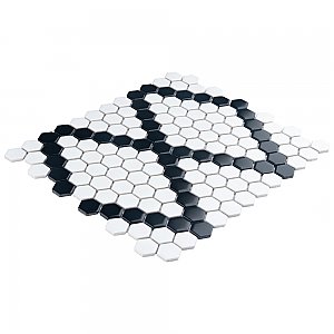 Metro 1" Hex M White w/M Black Diamond 10-1/4" x 11-7/8" Porcelain Mosaic Tile - Sold Per Case of 10 - 8.6 Sq. Ft.