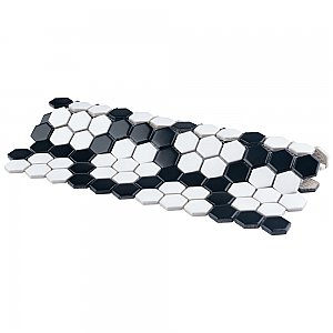 Metro 1" Hex M White w/M Bk Honeycomb 10-1/4" x 11-7/8" Porcelain Mosaic Tile - Sold Per Case of 10 - 8.6 Sq. Ft.