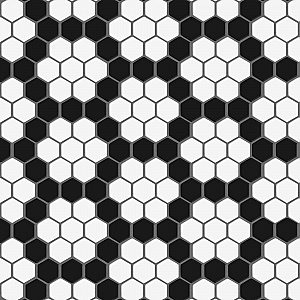 Metro 1" Hex M White w/M Bk Honeycomb 10-1/4" x 11-7/8" Porcelain Mosaic Tile - Sold Per Case of 10 - 8.6 Sq. Ft.