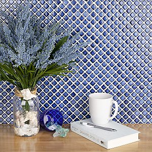 Hudson Diamond Sapphire Blue Porcelain Mosaic Tile - Per Case of 10 Sheets - 10.90 Sq. Ft. Per Case