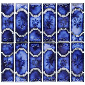 Montego Sapphire 12" x 12-1/2" Porcelain Mosaic Tile -10 Tiles Per Case -10.6 Sq. Ft.