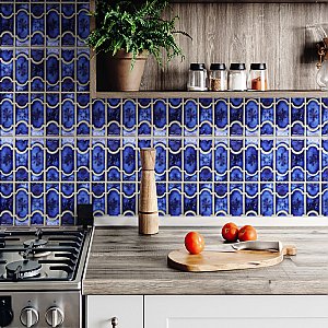 Montego Sapphire 12" x 12-1/2" Porcelain Mosaic Tile -10 Tiles Per Case -10.6 Sq. Ft.
