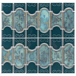 Montego Emerald 12" x 12-1/2" Porcelain Mosaic Tile -10 Tiles Per Case -10.6 Sq. Ft.