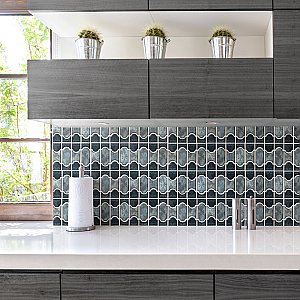 Montego Emerald 12" x 12-1/2" Porcelain Mosaic Tile -10 Tiles Per Case -10.6 Sq. Ft.