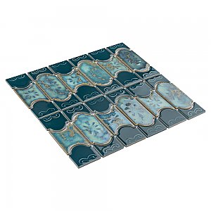 Montego Emerald 12" x 12-1/2" Porcelain Mosaic Tile -10 Tiles Per Case -10.6 Sq. Ft.