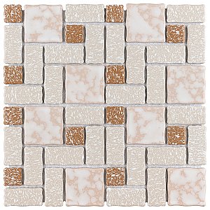 Academy Beige 11-7/8" x 11-7/8" Porcelain Mosaic Tile -10 Sheets Per Case -10 Sq. Ft.
