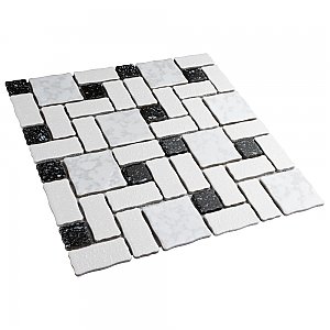 Academy White and Black 11-7/8" x 11-7/8" Porcelain Mosaic Tile -10 Sheets Per Case -10 Sq. Ft.