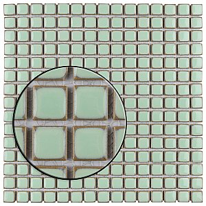 Hudson Edge Light Green Glazed Square Porcelain Mosaic Tile - Per Case of 10 Sheets - 10.90 Sq. Ft.