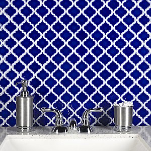 Hudson Tangier Cobalt Blue 12-3/8" x 12-3/8" Porcelain Mosaic Tile -10 Sheets Per Case -11 Sq. Ft.