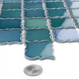 Hudson Tangier Aquamarine 12-3/8" x 12-3/8" Porcelain Mosaic Tile -10 Sheets Per Case -11 Sq. Ft.