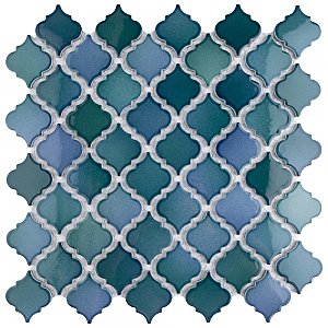 Hudson Tangier Aquamarine 12-3/8" x 12-3/8" Porcelain Mosaic Tile -10 Sheets Per Case -11 Sq. Ft.