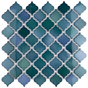 Hudson Tangier Aquamarine 12-3/8" x 12-3/8" Porcelain Mosaic Tile -10 Sheets Per Case -11 Sq. Ft.