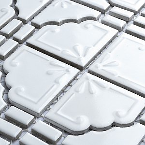 Moonbeam Glossy White 11-7/8" x 11-7/8" Porcelain Mosaic Tile -10 Tiles Per Case -10.1 Sq. Ft.