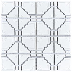 Moonbeam Glossy White 11-7/8" x 11-7/8" Porcelain Mosaic Tile -10 Tiles Per Case -10.1 Sq. Ft.