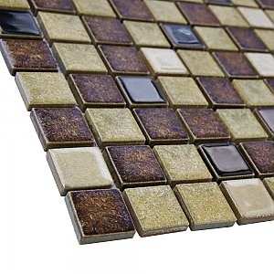 Metal Multi Beige 12-1/4" x 12-1/4" Porcelain Mosaic Tile - 10 Tiles Per Case - 10.6 Sq. Ft.