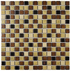Metal Multi Beige 12-1/4" x 12-1/4" Porcelain Mosaic Tile - 10 Tiles Per Case - 10.6 Sq. Ft.