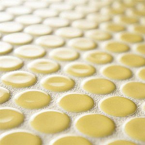 Hudson Penny Round Vintage Yellow 11-7/8" x 12-5/8" Porcelain Mosaic Tile -10 Sheets Per Case -10.5 Sq. Ft.