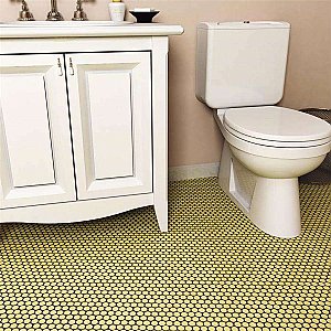Hudson Penny Round Vintage Yellow 11-7/8" x 12-5/8" Porcelain Mosaic Tile -10 Sheets Per Case -10.5 Sq. Ft.