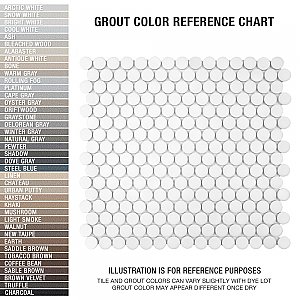 Hudson Penny Round Matte White 11-7/8" x 12-5/8" Porcelain Mosaic Tile -10 Sheets Per Case -10.5 Sq. Ft.