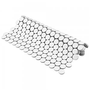 Hudson Penny Round Matte White 11-7/8" x 12-5/8" Porcelain Mosaic Tile -10 Sheets Per Case -10.5 Sq. Ft.