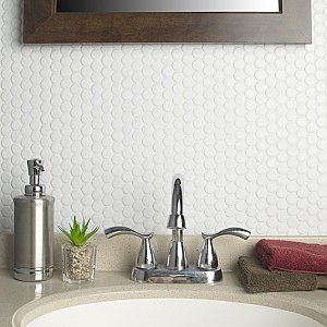 Hudson Penny Round Matte White 11-7/8" x 12-5/8" Porcelain Mosaic Tile -10 Sheets Per Case -10.5 Sq. Ft.
