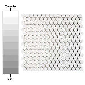 Hudson Penny Round Glossy White 11-7/8" x 12-5/8" Porcelain Mosaic Tile -10 Sheets Per Case -10.5 Sq. Ft.