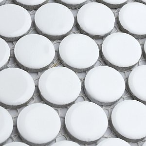 Hudson Penny Round Glossy White 11-7/8" x 12-5/8" Porcelain Mosaic Tile -10 Sheets Per Case -10.5 Sq. Ft.
