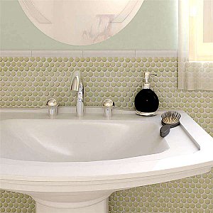 Hudson Penny Round Light Green 11-7/8" x 12-5/8" Porcelain Mosaic Tile -10 Sheets Per Case -10.5 Sq. Ft.