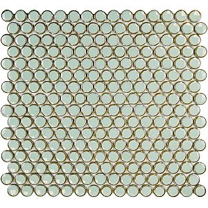 Hudson Penny Round Light Green 11-7/8" x 12-5/8" Porcelain Mosaic Tile -10 Sheets Per Case -10.5 Sq. Ft.
