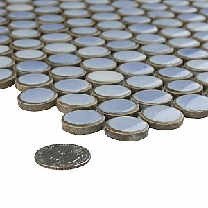 Hudson Penny Round Frost Blue 11-7/8" x 12-5/8" Porcelain Mosaic Tile -10 Sheets Per Case -10.5 Sq. Ft.