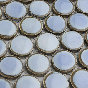 Hudson Penny Round Frost Blue 11-7/8" x 12-5/8" Porcelain Mosaic Tile -10 Sheets Per Case -10.5 Sq. Ft.