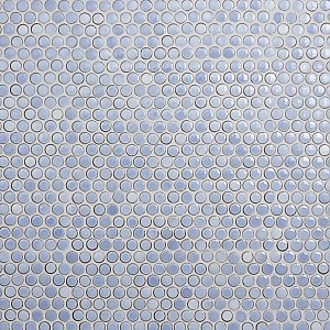Hudson Penny Round Frost Blue 11-7/8" x 12-5/8" Porcelain Mosaic Tile -10 Sheets Per Case -10.5 Sq. Ft.