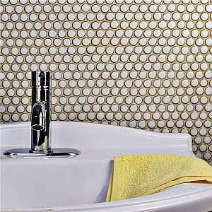 Hudson Penny Round Snowcap White 11-7/8" x 12-5/8" Porcelain Mosaic Tile -10 Sheets Per Case -10.5 Sq. Ft.