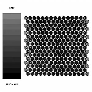 Hudson Penny Round Glossy Black 11-7/8" x 12-5/8" Porcelain Mosaic Tile -10 Sheets Per Case -10.5 Sq. Ft.
