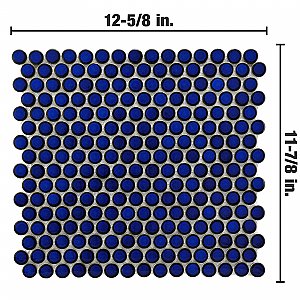 Hudson Penny Round Blue Eye 11-7/8" x 12-5/8" Porcelain Mosaic Tile -10 Sheets Per Case -10.5 Sq. Ft.