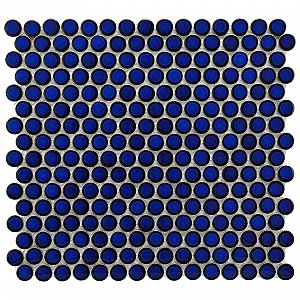 Hudson Penny Round Blue Eye 11-7/8" x 12-5/8" Porcelain Mosaic Tile -10 Sheets Per Case -10.5 Sq. Ft.