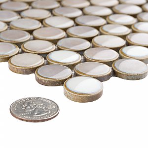 Hudson Penny Round Dove Grey 11-7/8" x 12-5/8" Porcelain Mosaic Tile -10 Sheets Per Case -10.5 Sq. Ft.