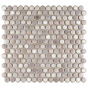 Hudson Penny Round Dove Grey 11-7/8" x 12-5/8" Porcelain Mosaic Tile -10 Sheets Per Case -10.5 Sq. Ft.