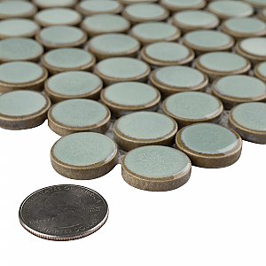 Hudson Penny Round Mint Green 11-7/8" x 12-5/8" Porcelain Mosaic Tile -10 Sheets Per Case -10.5 Sq. Ft.