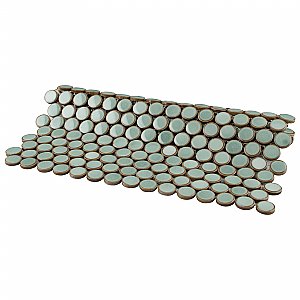 Hudson Penny Round Mint Green 11-7/8" x 12-5/8" Porcelain Mosaic Tile -10 Sheets Per Case -10.5 Sq. Ft.