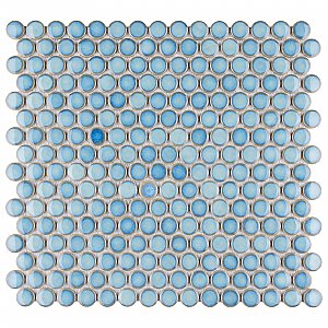 Hudson Penny Round Marine 11-7/8" x 12-5/8" Porcelain Mosaic Tile -10 Sheets Per Case -10.5 Sq. Ft.